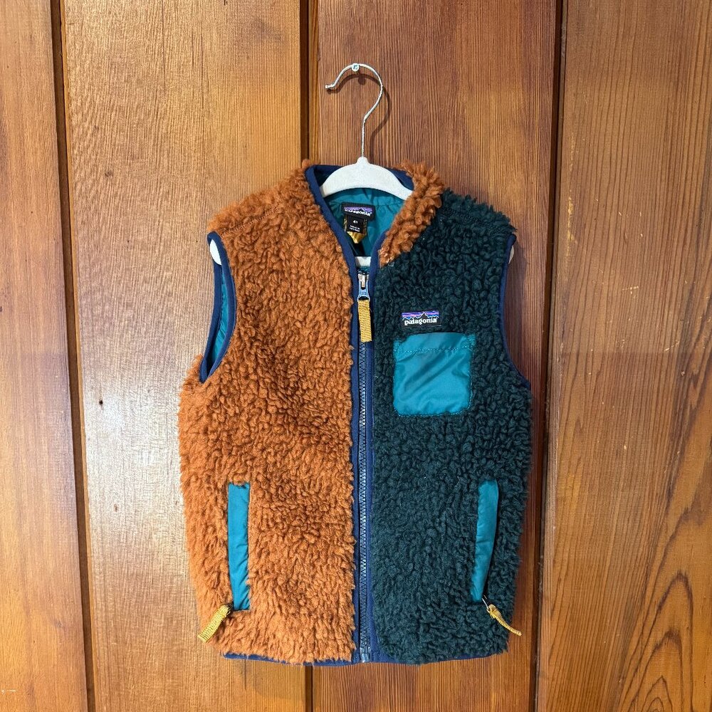 Patagonia Baby Retro-X Fleece Vest Windproof Rare Colorblock Teal Rust